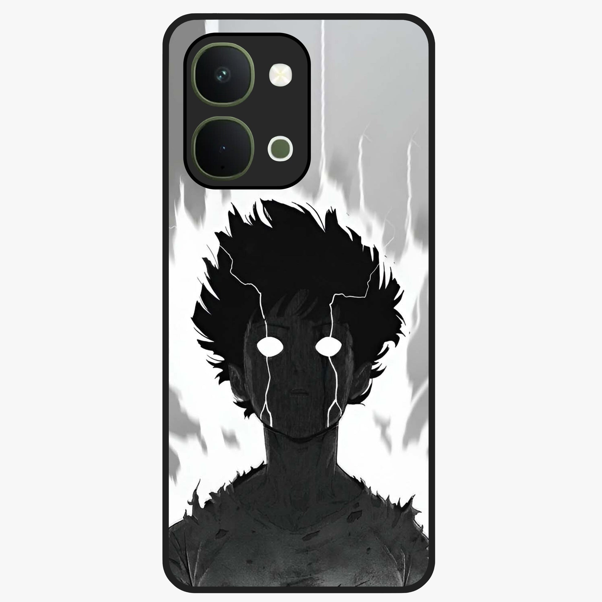 Awakened Inner Rage Glass Case showing flat back view with intense artistic artwork and glossy glass finish.