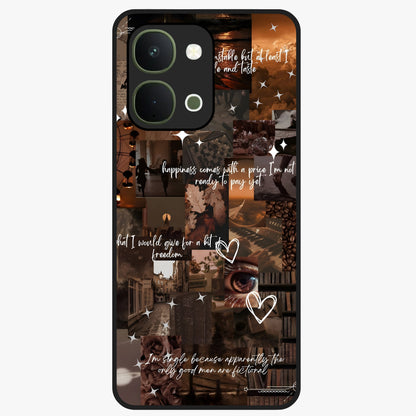 Bittersweet Aesthetic Chaos Glass Case showing flat back view with artistic chaotic aesthetic design and glossy glass finish.