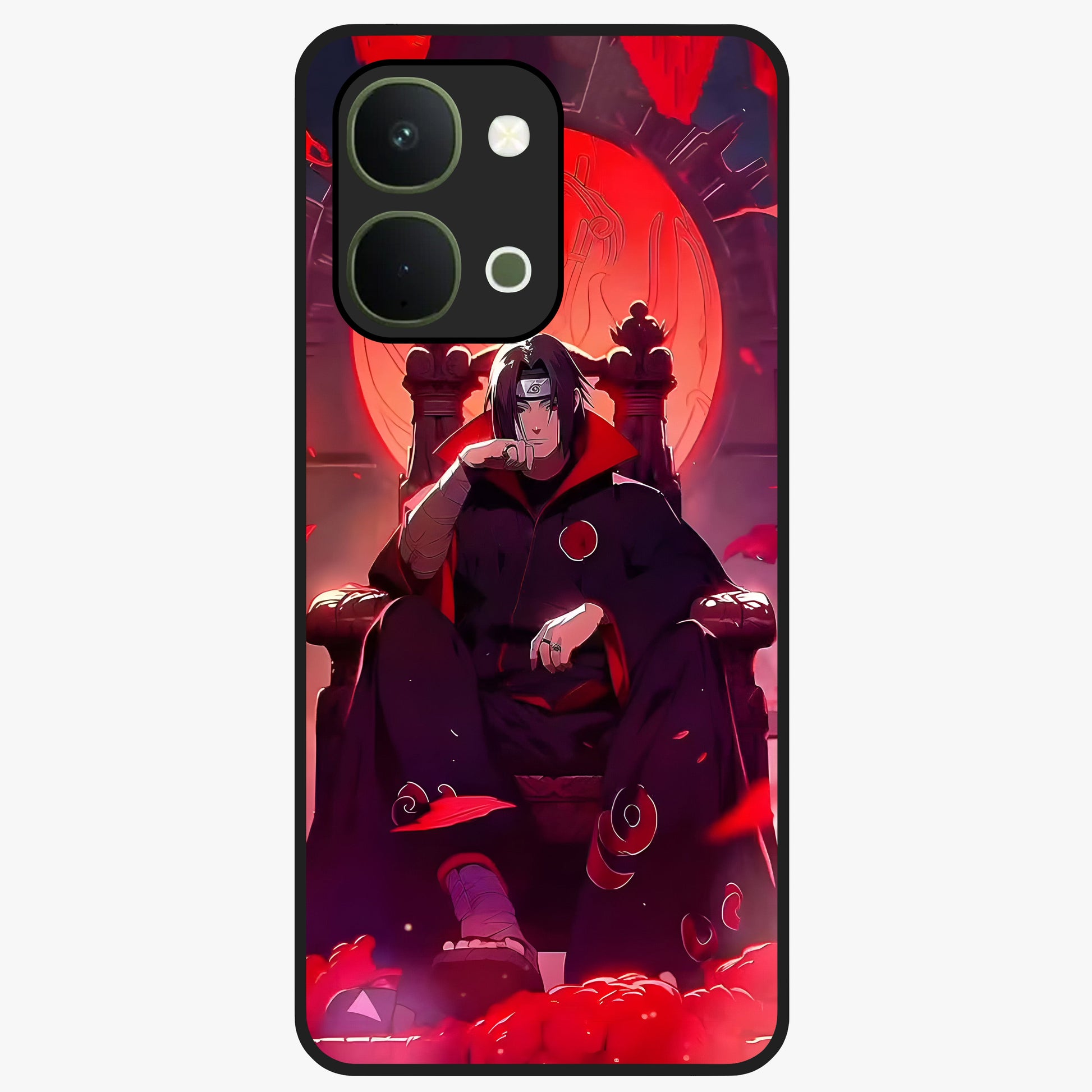 Blood Moon Sovereign Glass Case showing flat back view with mystical blood moon artwork and glossy glass finish.