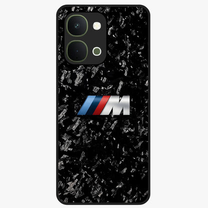 Carbon Speed Mark Glass Case showing flat back view with sporty carbon pattern artwork and glossy glass finish.