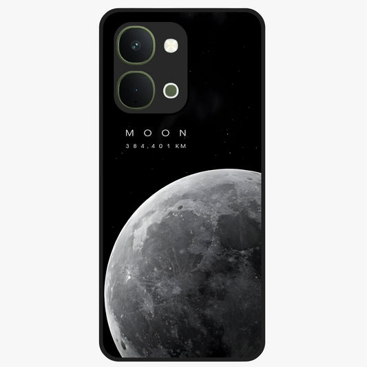 Cosmic Moon Glow Glass Case showing flat back view with glowing moon artwork and glossy glass finish.