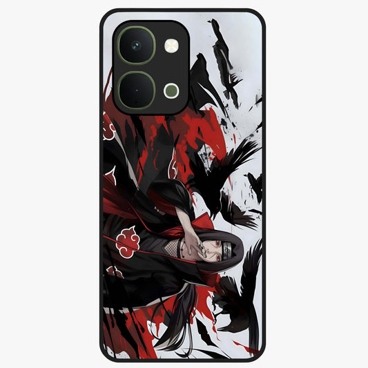 Crimson Crow Illusion Glass Case showing flat back view with artistic crow illusion artwork and glossy glass finish.
