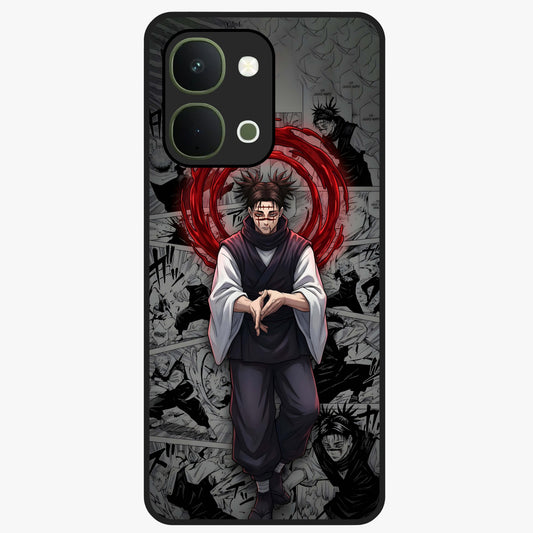 Cursed Ritual Ascension Glass Case showing flat back view with dark ritual themed artwork and glossy glass finish.