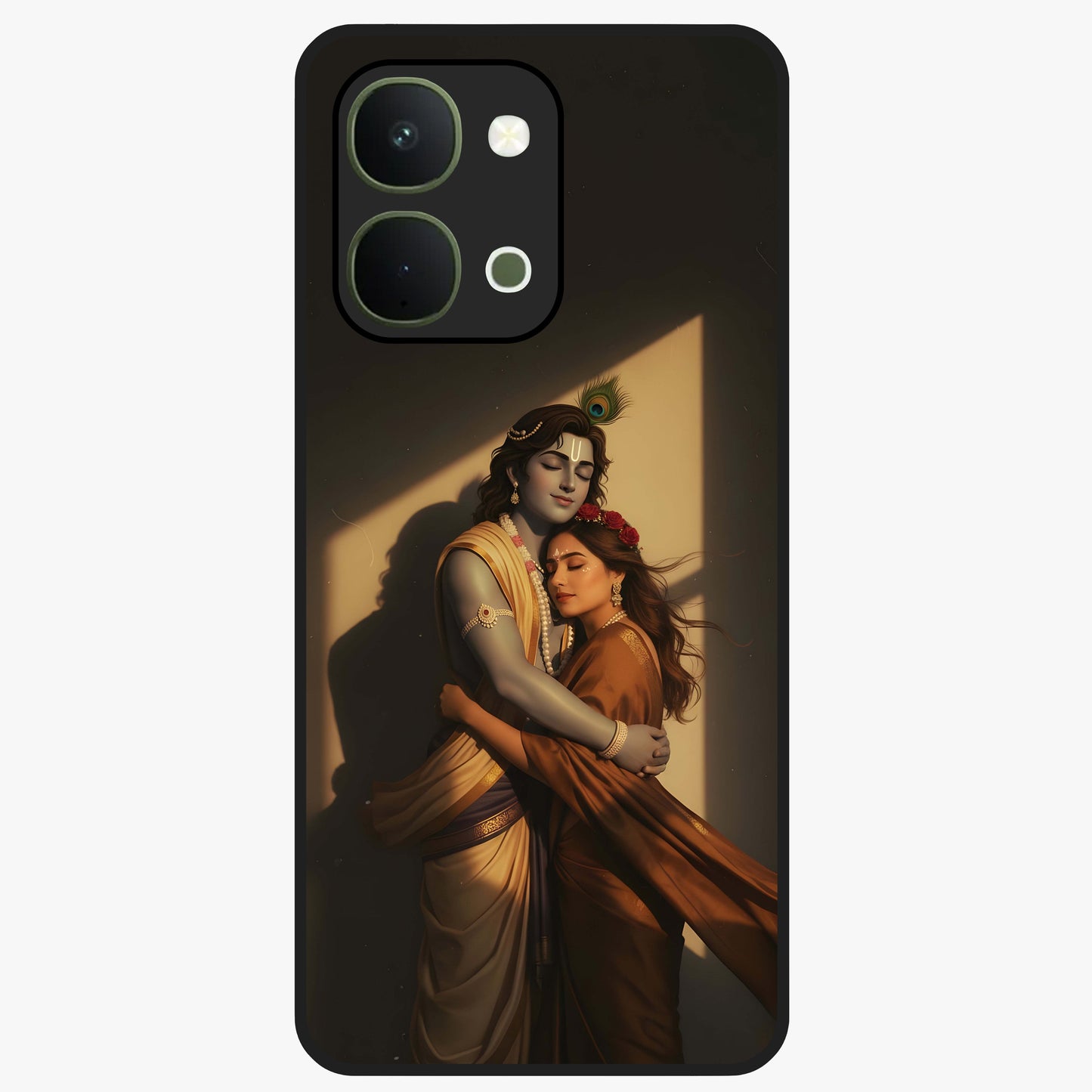 Divine Eternal Love Glass Case showing flat back view with spiritual love themed artwork and glossy glass finish.
