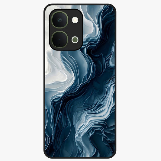 Ethereal Paper Marble Glass Case showing flat back view with soft marble paper texture artwork and glossy glass finish.