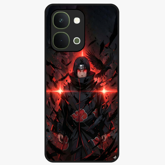 Focused Blade Discipline Glass Case showing flat back view with warrior sword themed artwork and glossy glass finish.