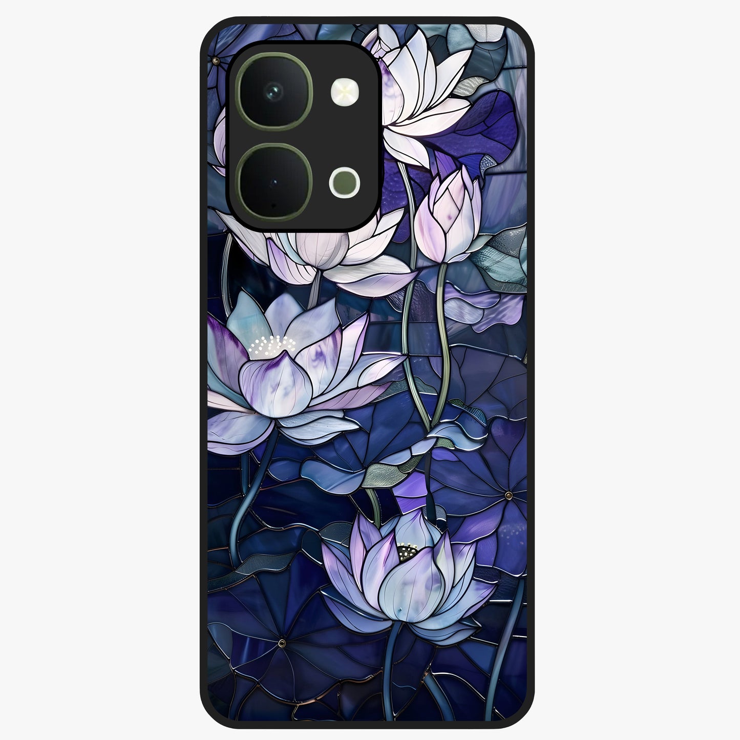 Gloss Petal Rush Glass Case showing flat back view with glossy flower petal artwork and smooth glass finish.