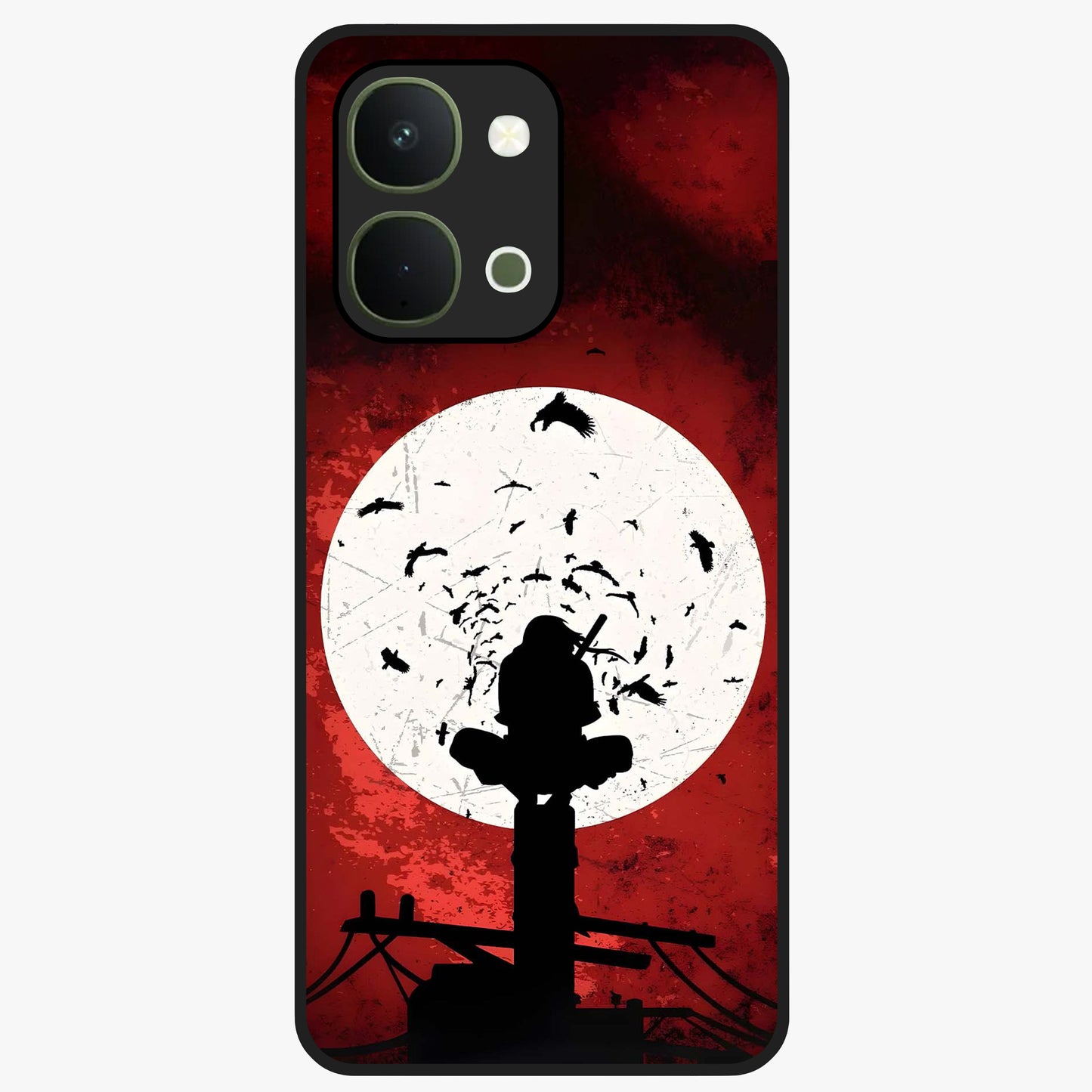 Itachi Limited Edition Naruto Anime Glass Case showing flat back view with iconic anime character artwork and glossy glass finish.