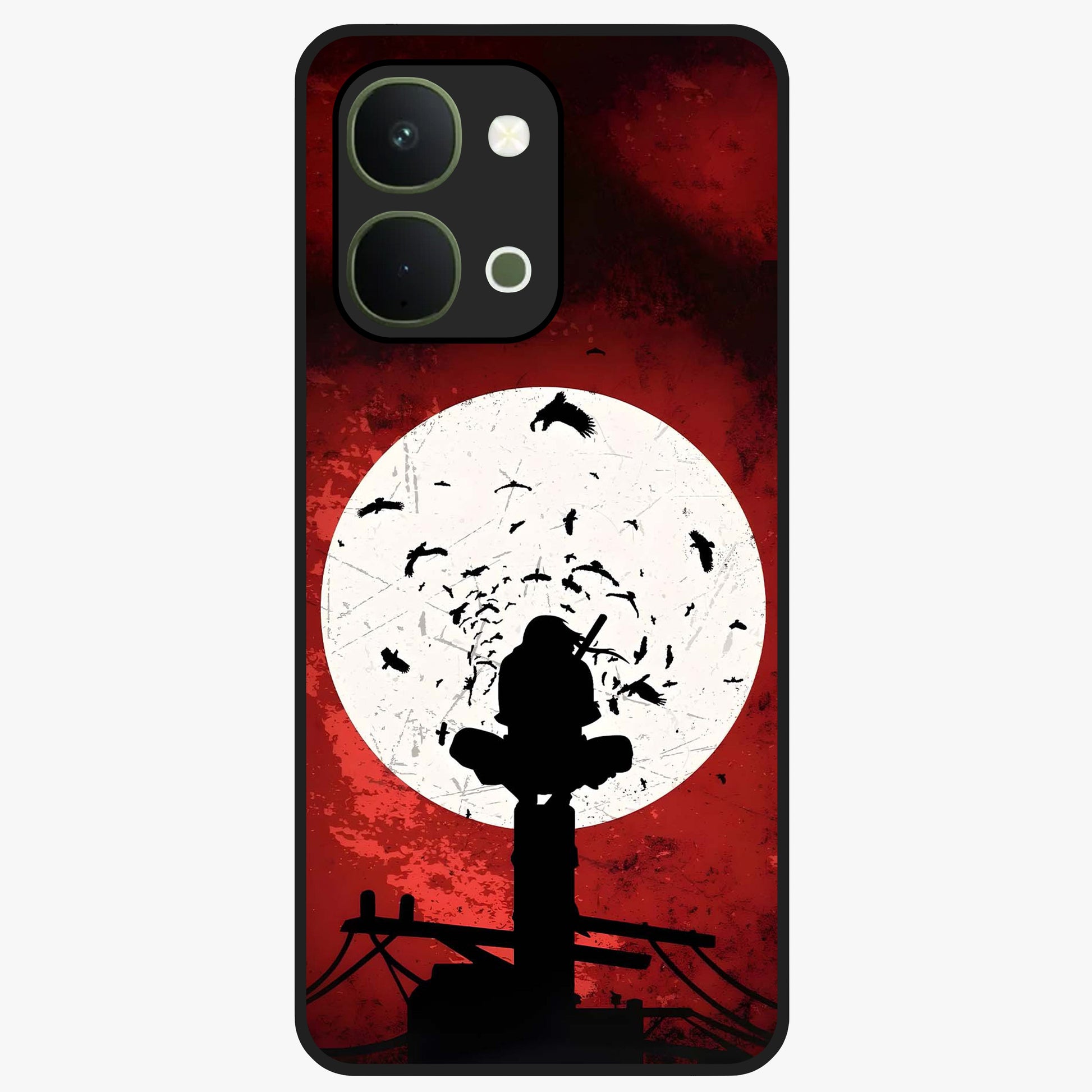 Itachi Limited Edition Naruto Anime Glass Case showing flat back view with iconic anime character artwork and glossy glass finish.