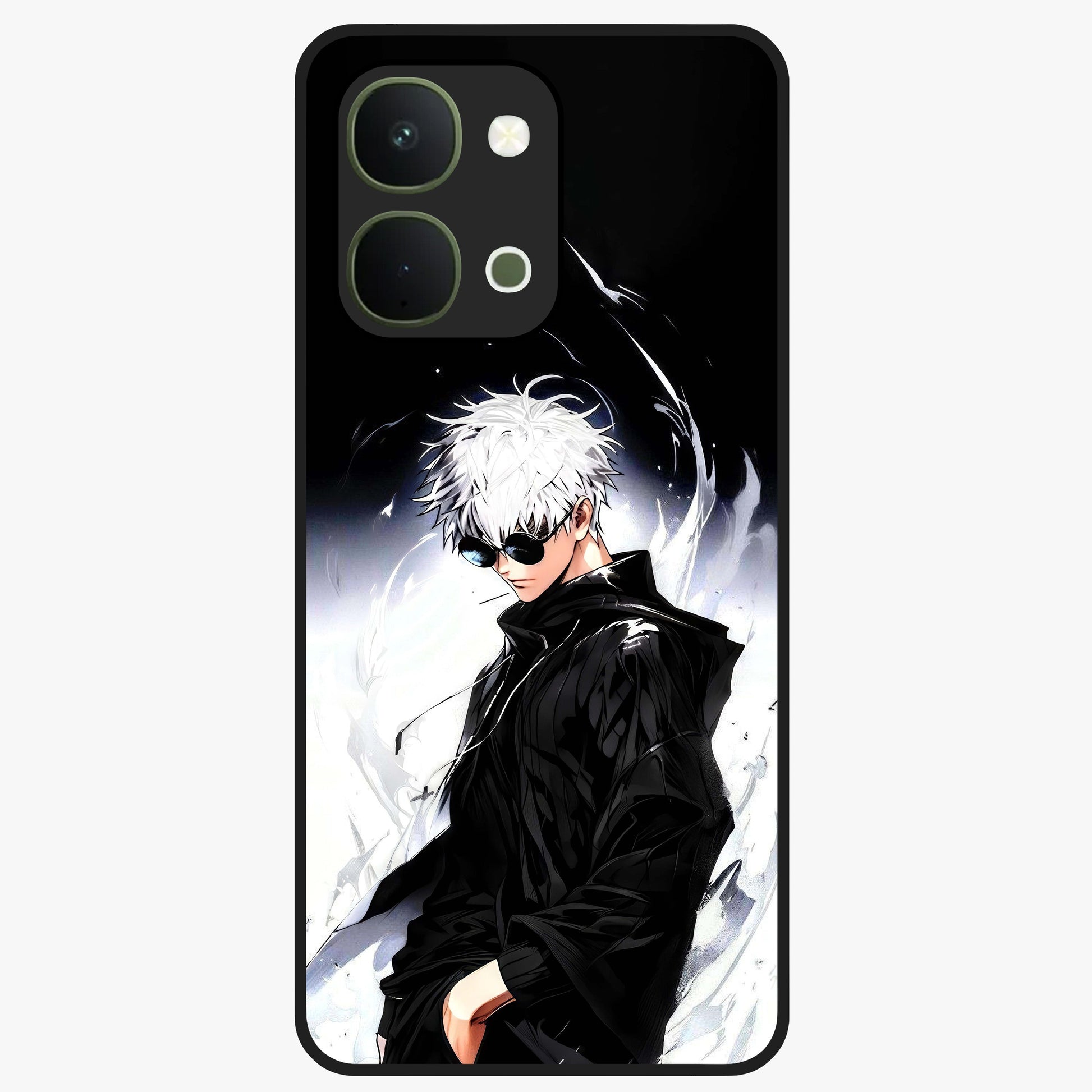 Limitless Shadow King Glass Case showing flat back view with powerful shadow warrior artwork and glossy glass finish.