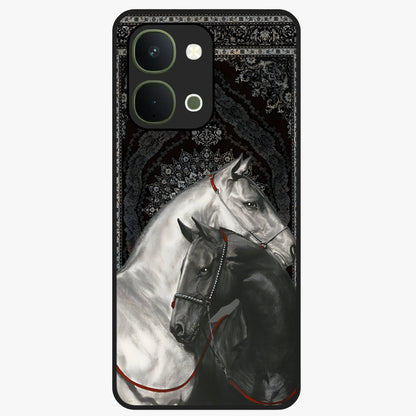 Majestic Ride Legacy Glass Case showing flat back view with powerful automotive inspired artwork and glossy glass finish.