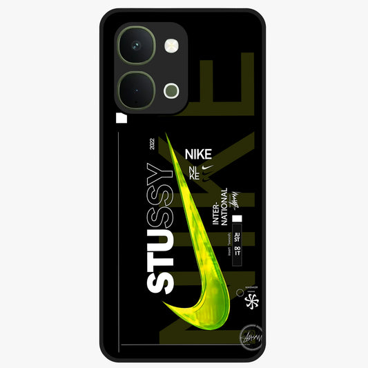 Neon Street Edition Glass Case showing flat back view with neon street style artwork and glossy glass finish.