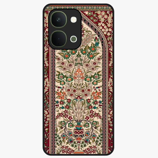 Persian Inspired Glass Case showing flat back view with ornate Persian style pattern artwork and glossy glass finish.