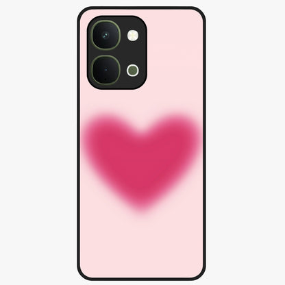 Pink Aura Heart Glass Case showing flat back view with glowing heart artwork and glossy glass finish.