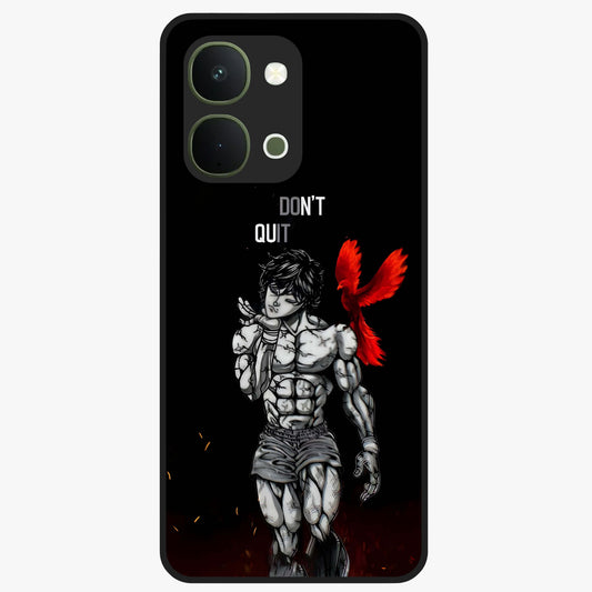 Rise Beyond Limits Glass Case showing flat back view with motivational typography artwork and glossy glass finish.
