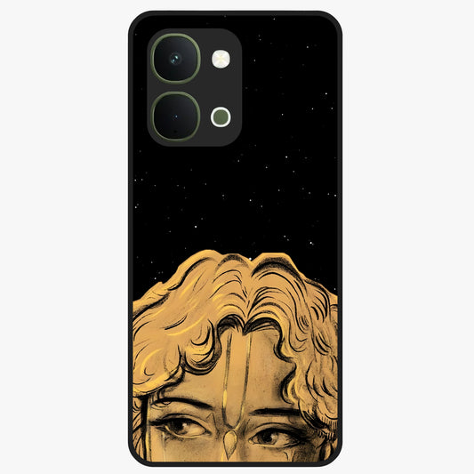 Shri Krishna Art Glass Case showing flat back view with devotional Krishna artwork and glossy glass finish.