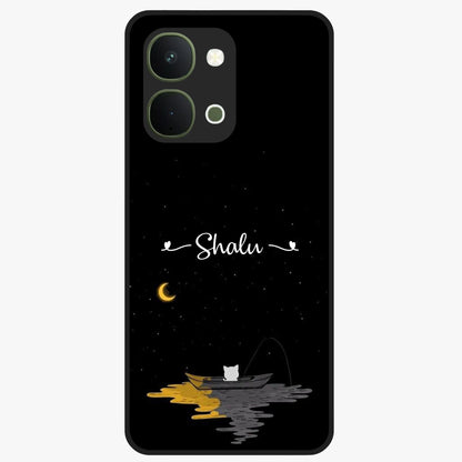 Silent Night Row Glass Case showing flat back view with calm night themed artwork and glossy glass finish.