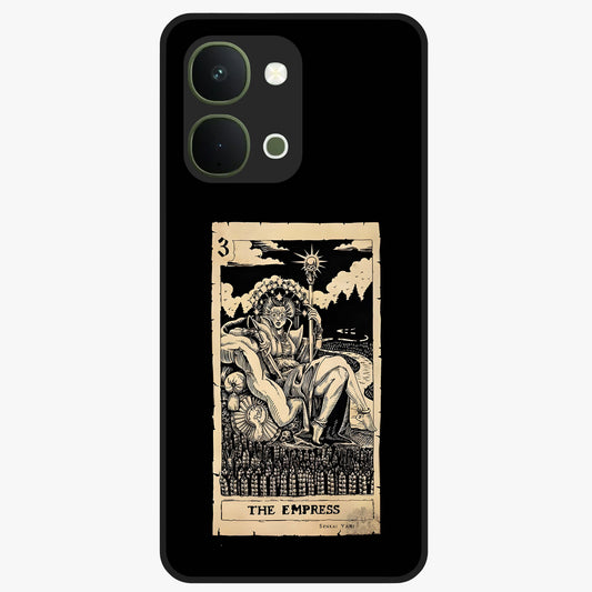The Empress Glass Case showing flat back view with regal feminine artwork and glossy glass finish.