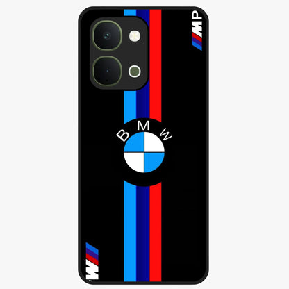 Turbo BMW Beast Glass Case showing flat back view with high performance sports car artwork and glossy glass finish.