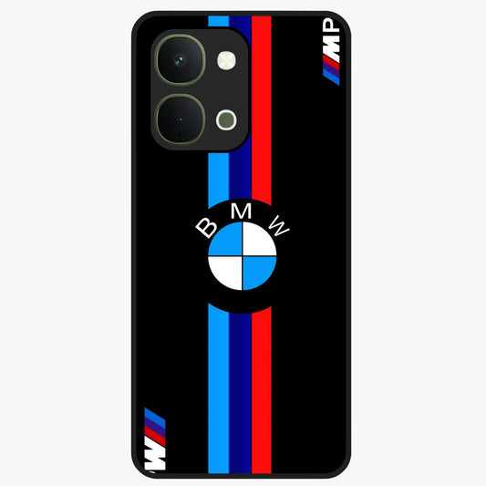 Turbo BMW Beast Glass Case showing flat back view with high performance sports car artwork and glossy glass finish.