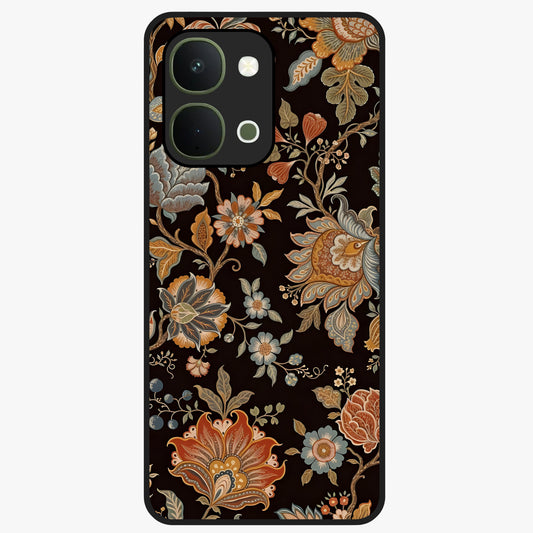 Vintage Floral Dream Glass Case showing flat back view with classic floral artwork and glossy glass finish.