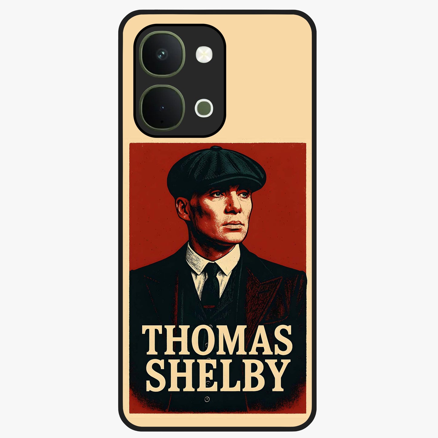 Vintage Mafia Authority Glass Case showing flat back view with bold vintage mafia inspired artwork and glossy glass finish.