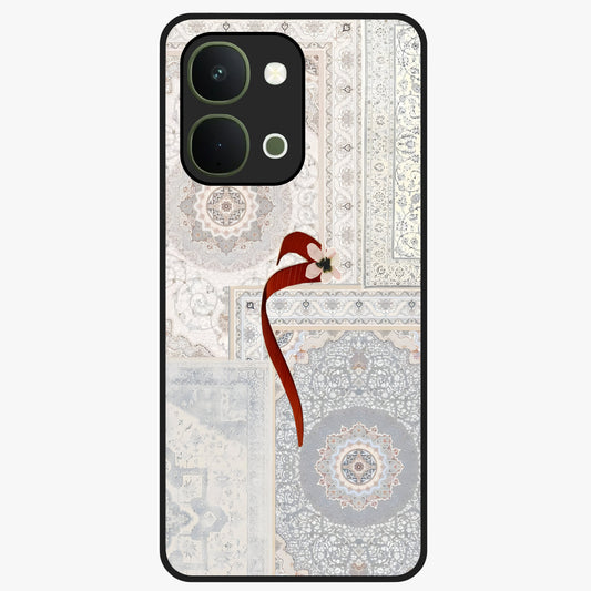 White Aesthetic Bow Glass Case showing flat back view with minimal bow artwork and glossy glass finish.