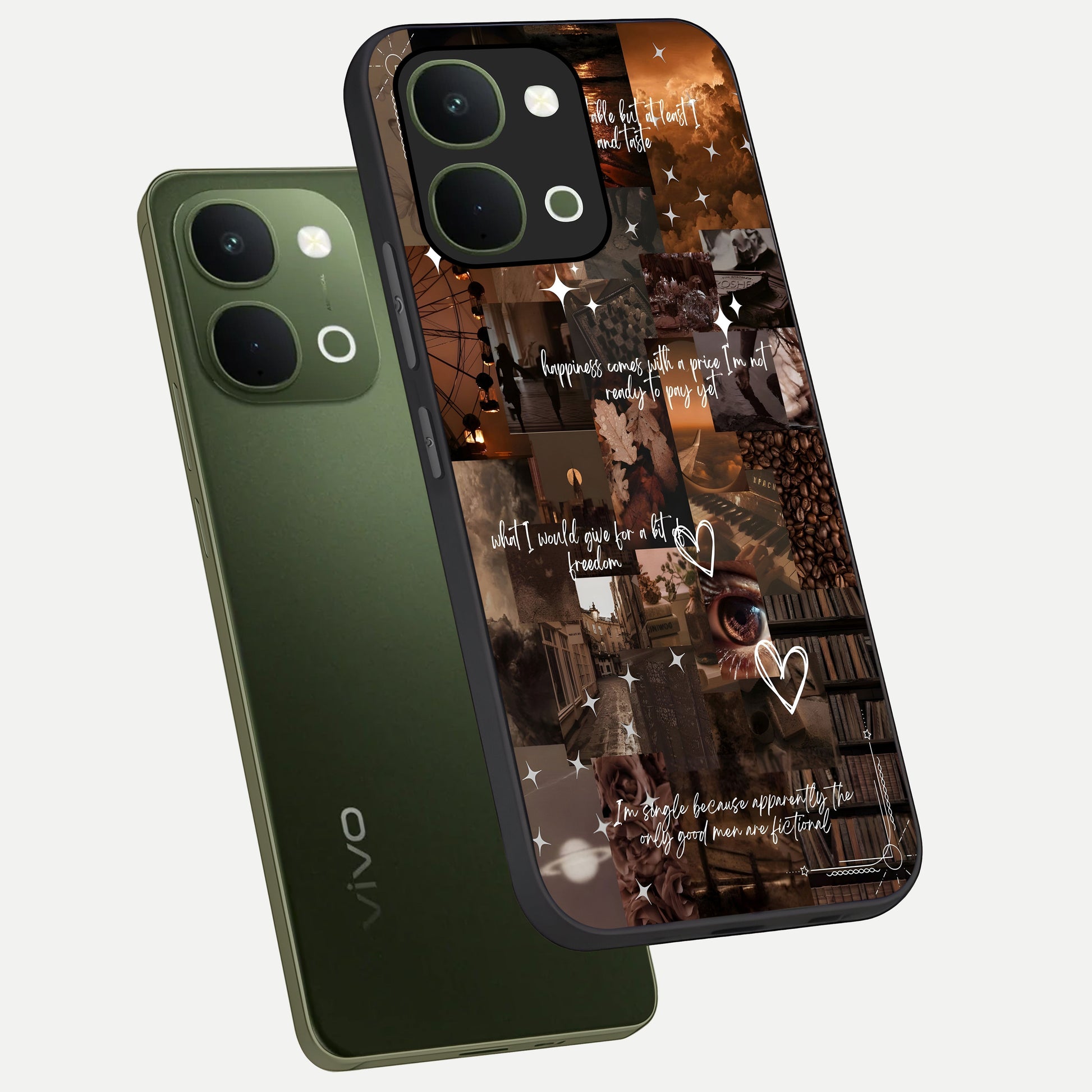 Bittersweet Aesthetic Chaos Glass Case displayed in angled mockup highlighting expressive abstract artwork and edgy aesthetic theme.