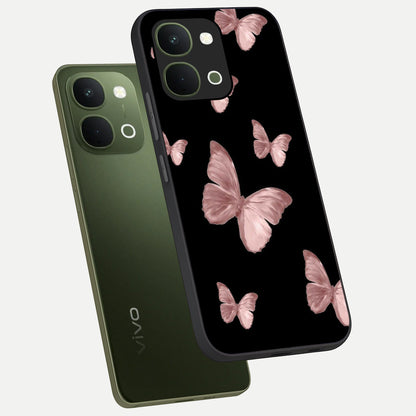 Butterfly Pattern Glass Case displayed in angled mockup highlighting delicate butterfly design and aesthetic pattern style.