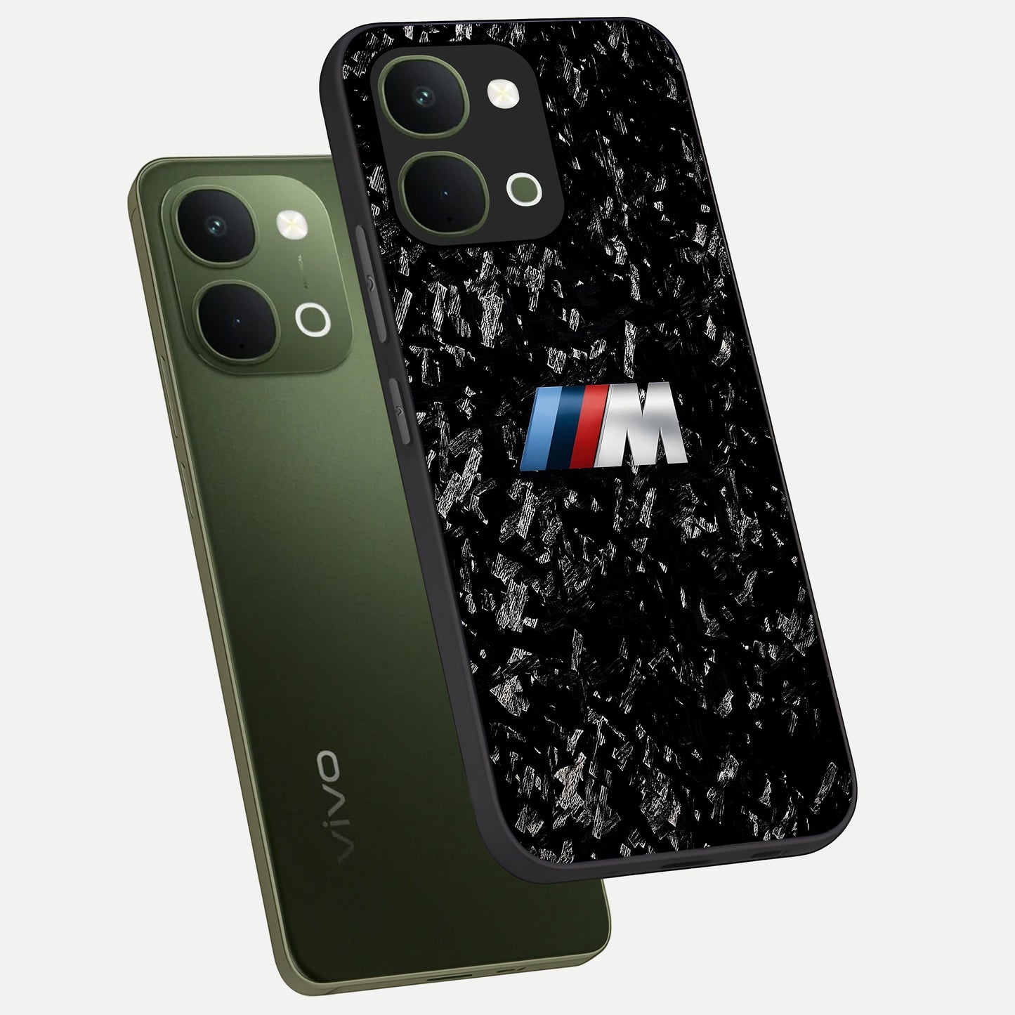 Carbon Speed Mark Glass Case displayed in angled mockup highlighting racing inspired carbon design and sleek aesthetic style.