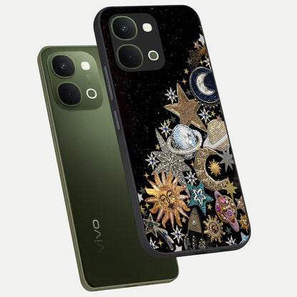 Cosmic Sparkle Dreams Glass Case displayed in angled mockup highlighting dreamy star sparkle design with celestial aesthetic.