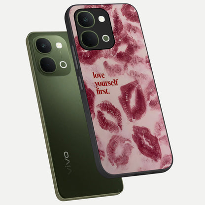 Crimson Kiss Love Glass Case displayed in angled mockup highlighting bold love inspired design with modern aesthetic style.