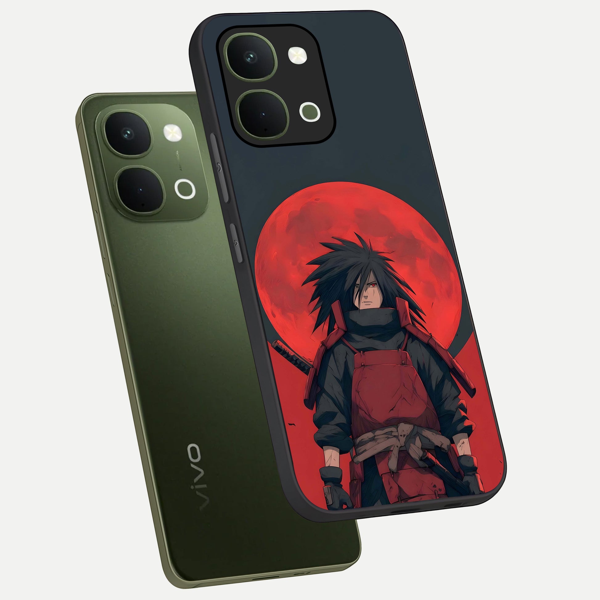 Crimson Moon Warlord Glass Case displayed in angled mockup highlighting dramatic crimson moon design with fantasy aesthetic.