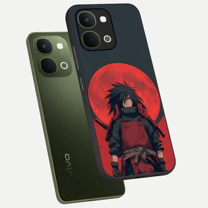 Crimson Moon Warlord Glass Case displayed in angled mockup highlighting dramatic crimson moon design with fantasy aesthetic.