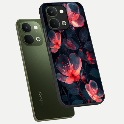 Dark Shade of Flower Glass Case displayed in angled mockup highlighting moody floral illustration with aesthetic dark tones.