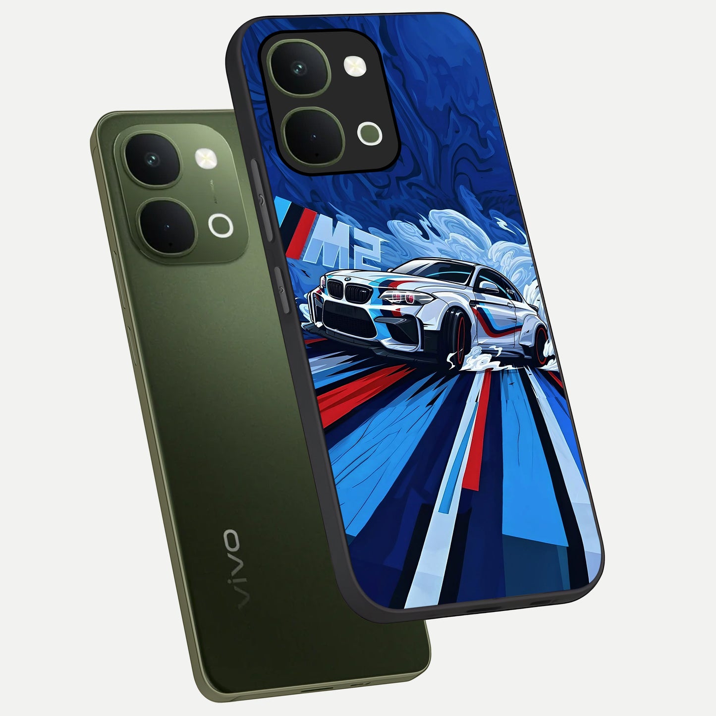 Drift Power Rush Glass Case displayed in angled mockup highlighting powerful drift car design with sporty aesthetic style.