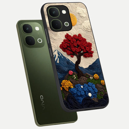 Eternal Nature Tapestry Glass Case displayed in angled mockup highlighting detailed botanical pattern with artistic aesthetic.