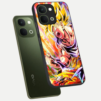 Firing Goku Glass Case displayed in angled mockup highlighting dynamic anime character design with action aesthetic.