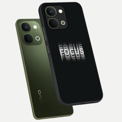 Focus Mode On Glass Case displayed in angled mockup highlighting clean minimal text artwork with modern aesthetic style.