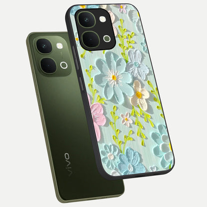Frosted Petal Garden Glass Case displayed in angled mockup highlighting delicate flower petal design with calm garden aesthetic.