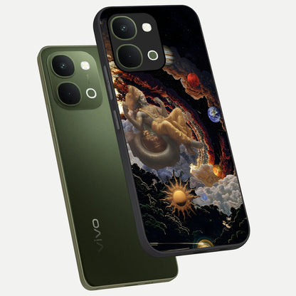 Galactic Divine God Glass Case displayed in angled mockup highlighting powerful celestial deity illustration with galactic aesthetic.