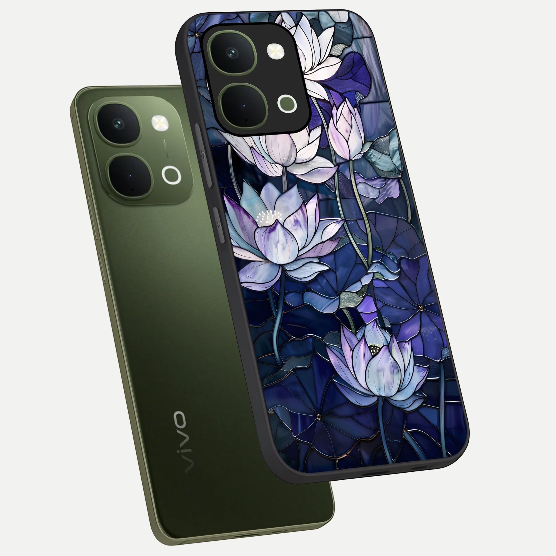 Gloss Petal Rush Glass Case displayed in angled mockup highlighting vibrant petal design with elegant floral aesthetic.