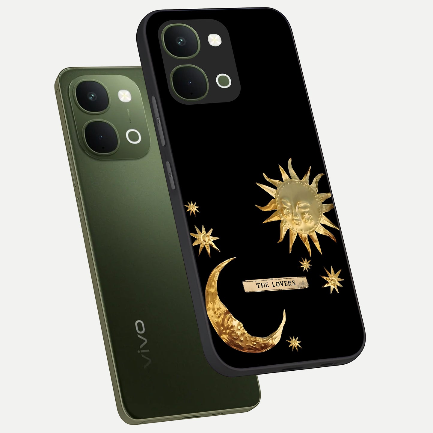 Gold Sun Blush Glass Case displayed in angled mockup highlighting radiant sun design with warm golden aesthetic.