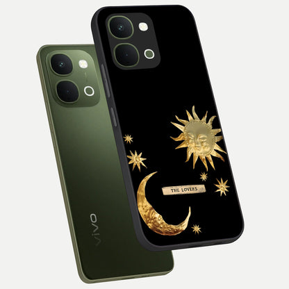 Gold Sun Blush Glass Case displayed in angled mockup highlighting radiant sun design with warm golden aesthetic.
