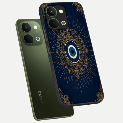 Golden Celestial Charm Glass Case displayed in angled mockup highlighting sparkling cosmic charm design with celestial aesthetic.