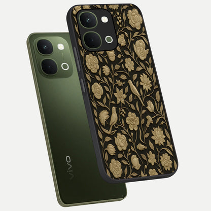 Golden Evil Eye Mandala Glass Case displayed in angled mockup highlighting protective evil eye symbol with golden mandala design.
