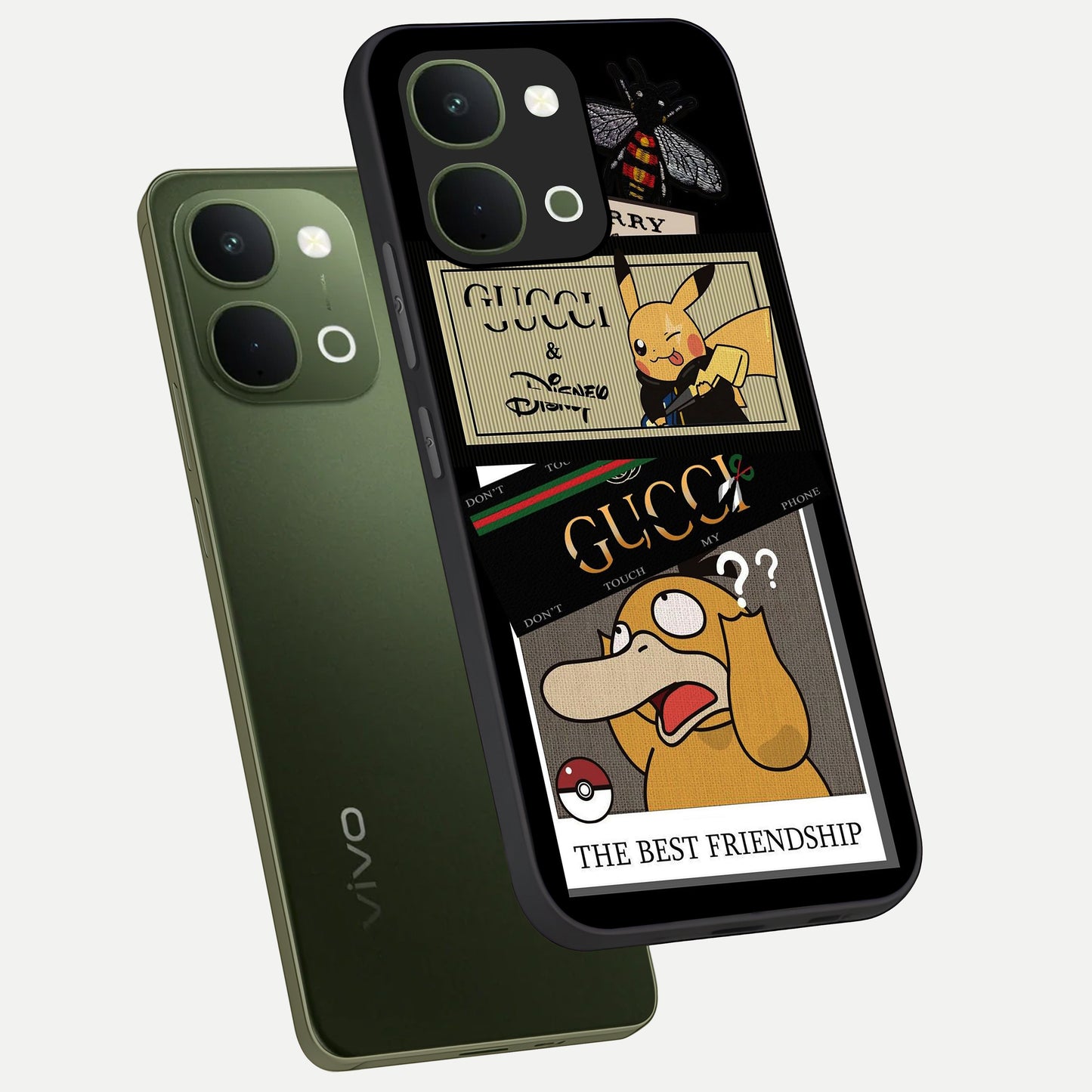 Gucci Play Mashup Glass Case displayed in angled mockup highlighting stylish fashion mashup design with bold aesthetic.