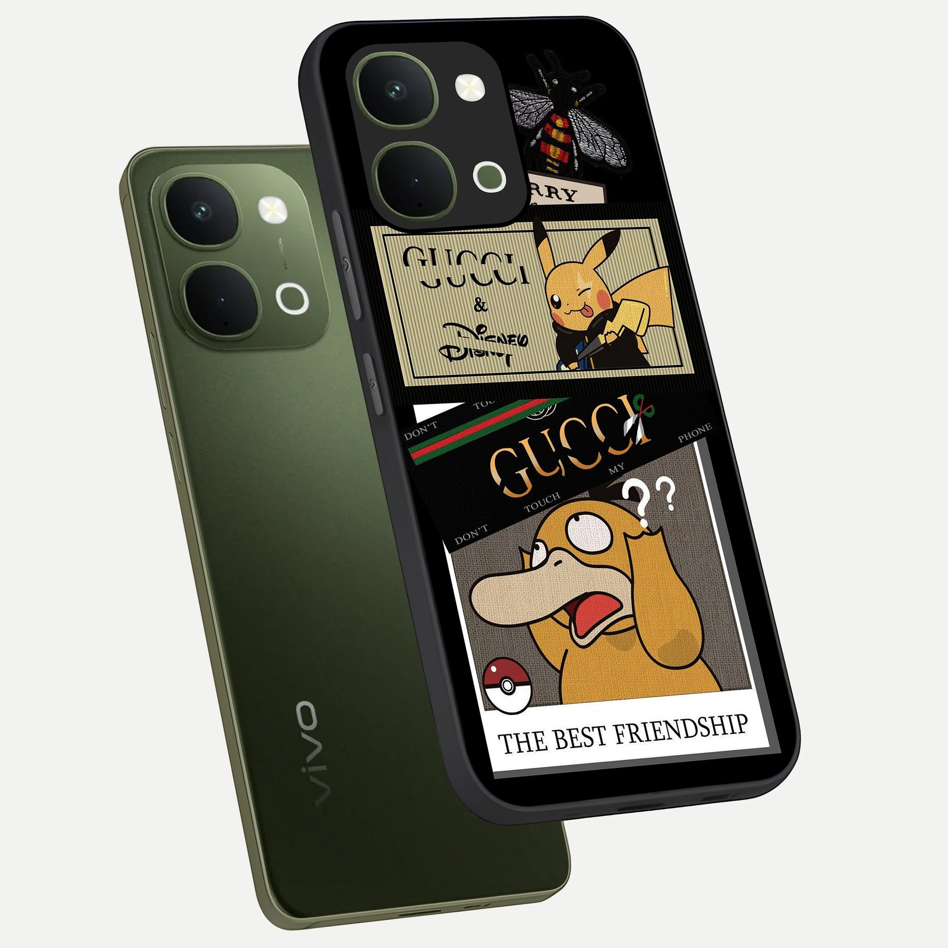 Gucci Play Mashup Glass Case displayed in angled mockup highlighting stylish fashion mashup design with bold aesthetic.