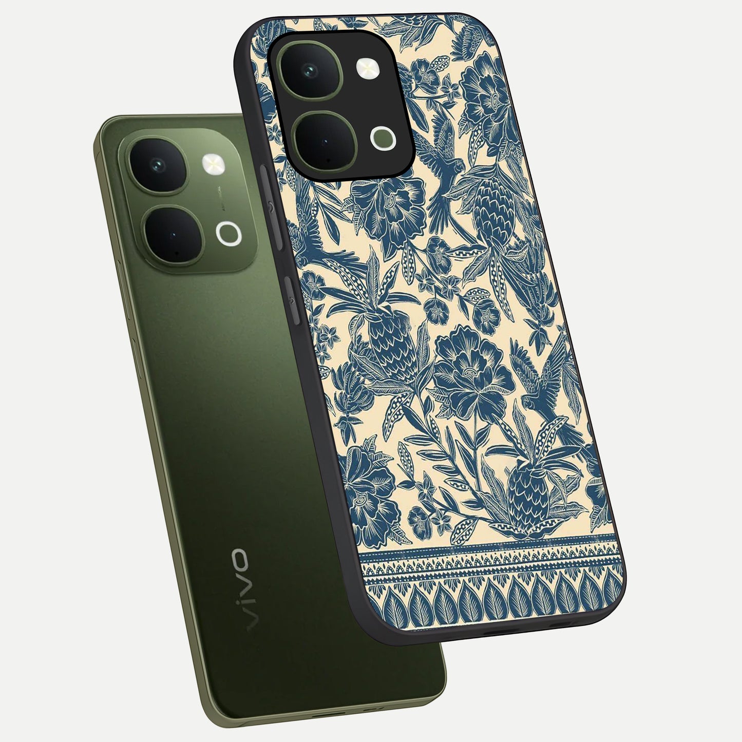 Heirloom Wild Bloom Glass Case displayed in angled mockup highlighting botanical bloom design with classic aesthetic style.