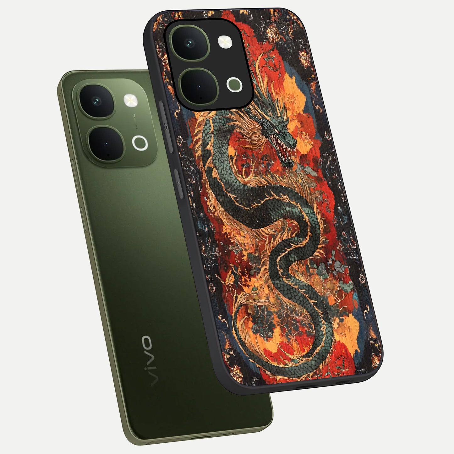Inferno Dragon Soul Glass Case displayed in angled mockup highlighting powerful dragon illustration with inferno aesthetic.